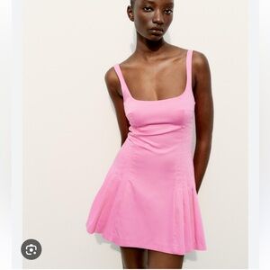 Zara short pleated dress pink